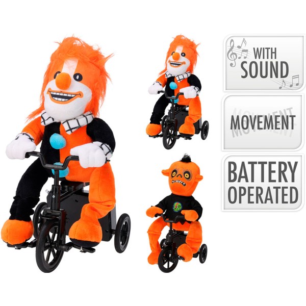 Figura de halloween en bicicleta, modelos variados, 33 cm